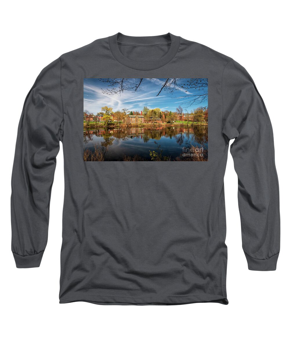 Mount Holyoke College Long Sleeve T-Shirt featuring the photograph Mount Holyoke College from Lower Pond by Elizabeth Dow