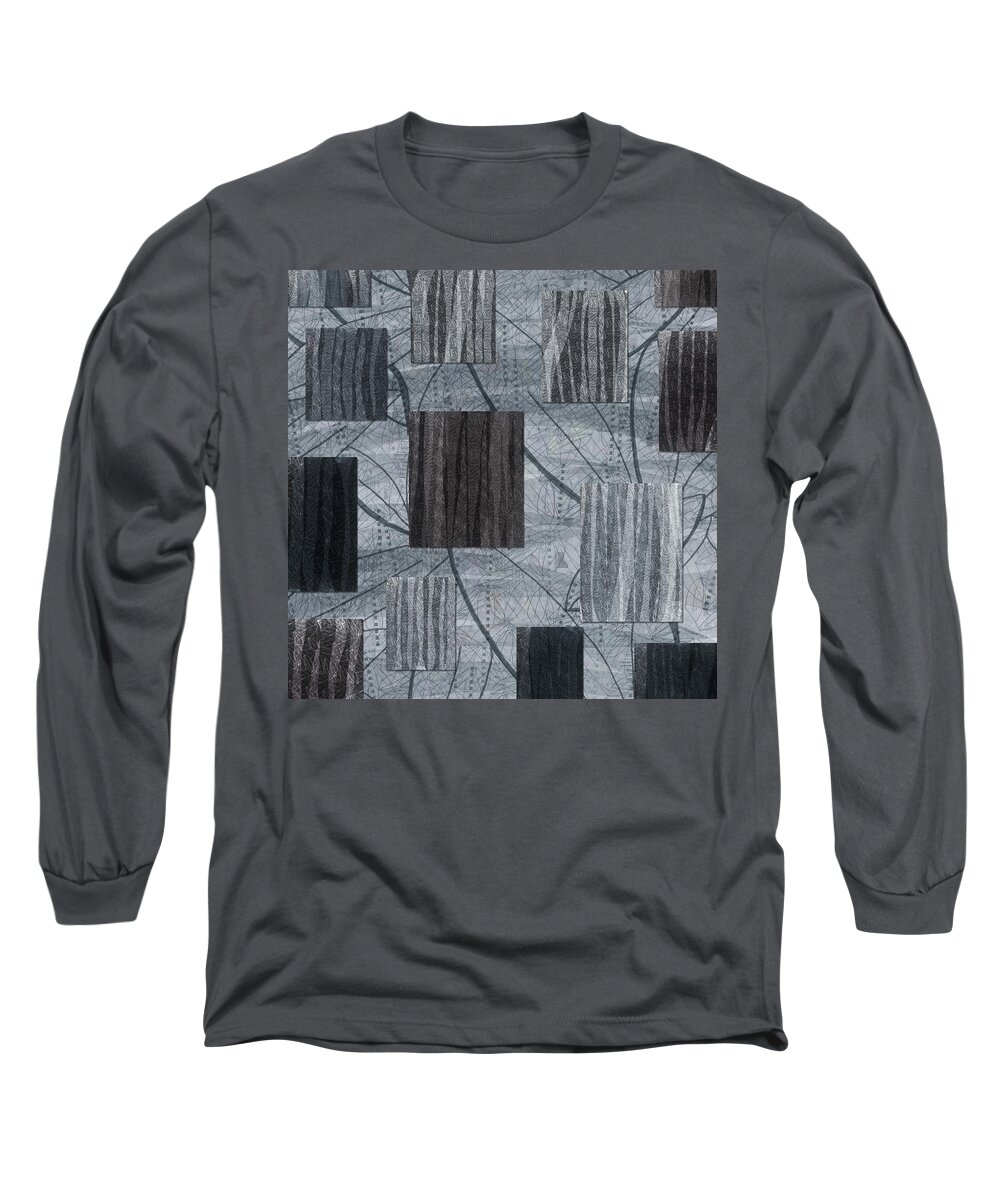Leaves Long Sleeve T-Shirt featuring the digital art Neutral Toned Leaf Square Print by Sand And Chi