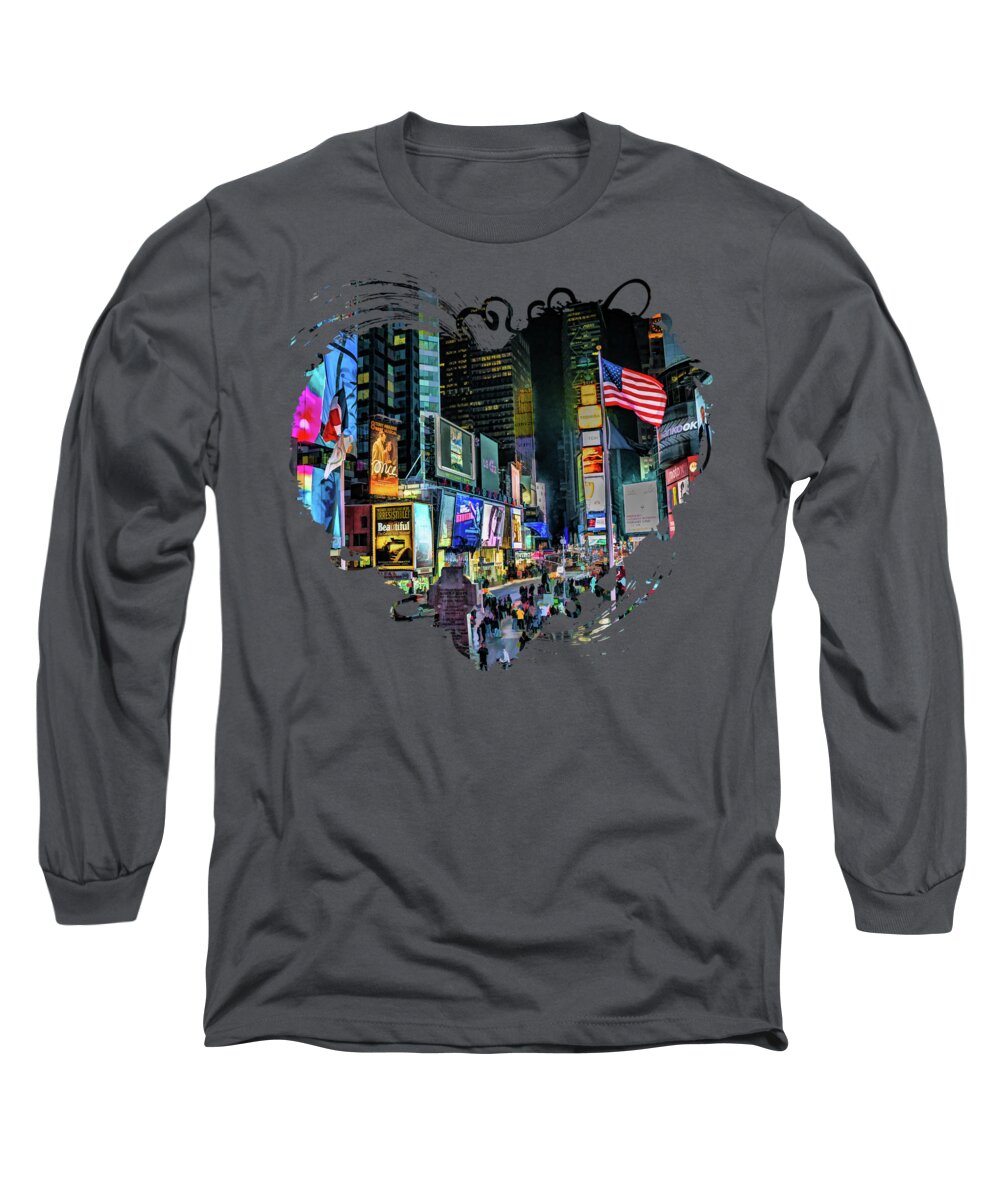 New York Long Sleeve T-Shirt featuring the painting New York City Times Square by Christopher Arndt