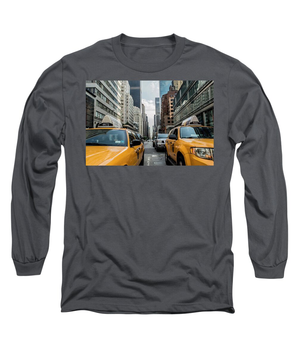 Photo Long Sleeve T-Shirt featuring the photograph NY taxis by Top Wallpapers
