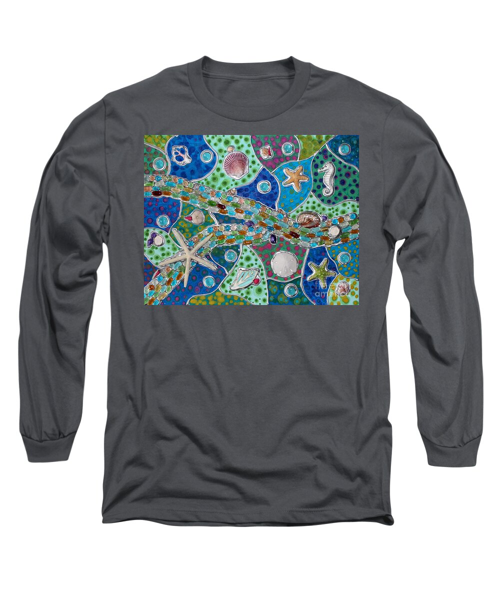 Ocean Long Sleeve T-Shirt featuring the painting Ocean Kelidoscope by Cynthia Snyder