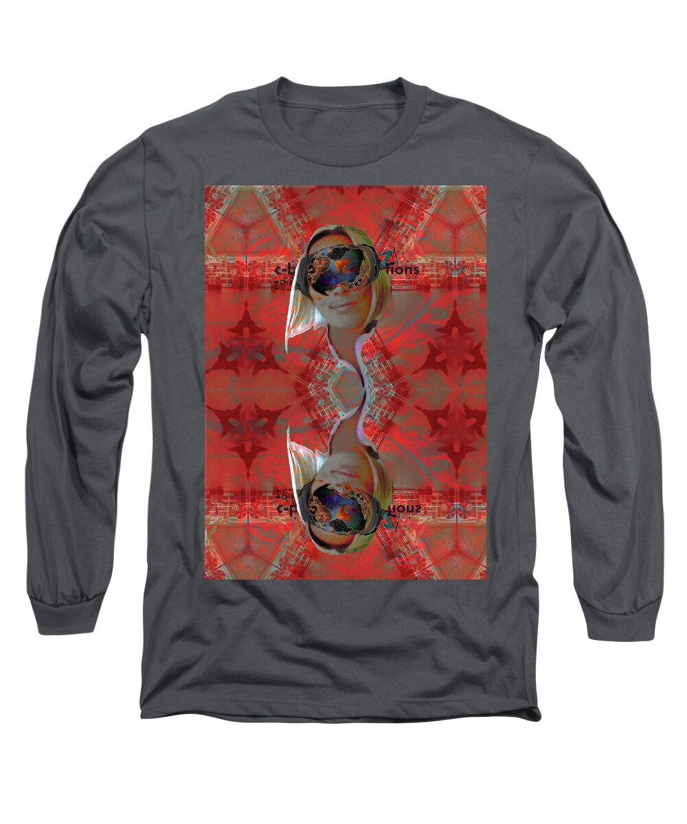  Face Long Sleeve T-Shirt featuring the digital art Outside My Window by Alexandra Vusir