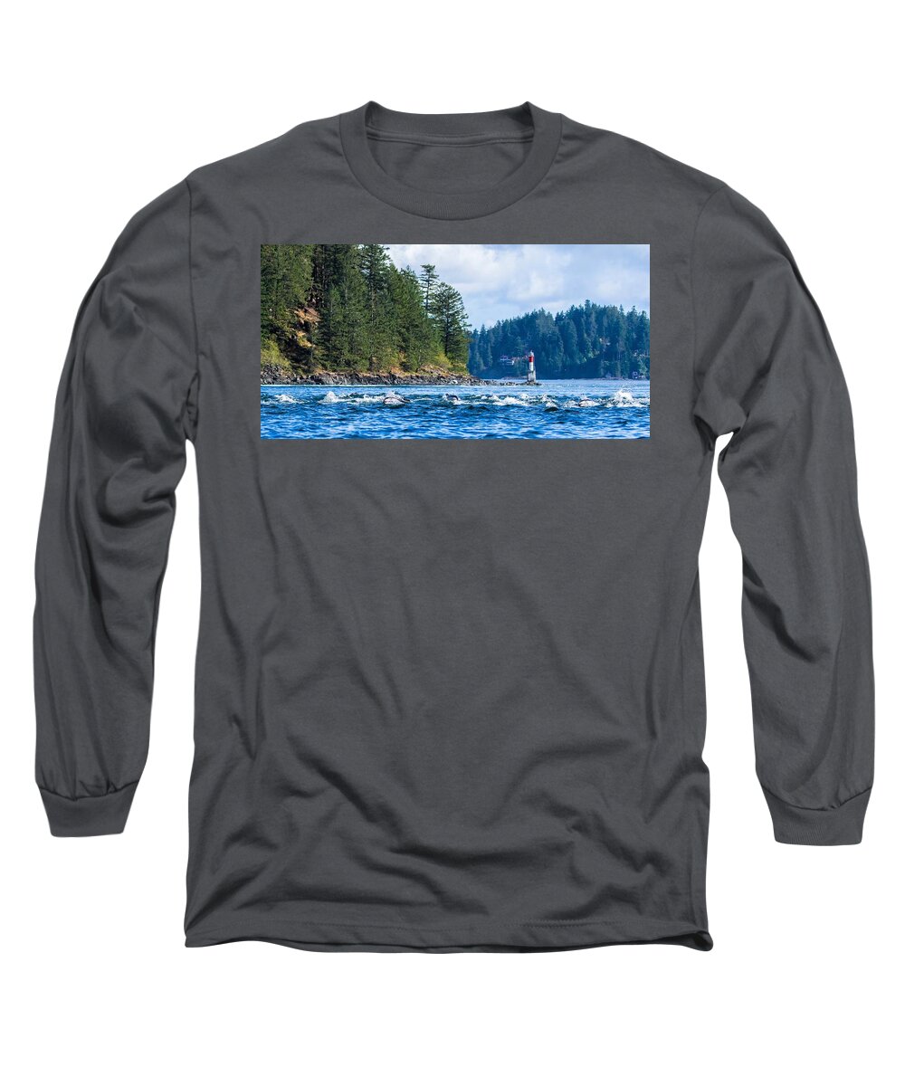 Pacific Whitesided Dolphins Long Sleeve T-Shirt featuring the photograph Pacific Whitesided dolphins by Michelle Pennell