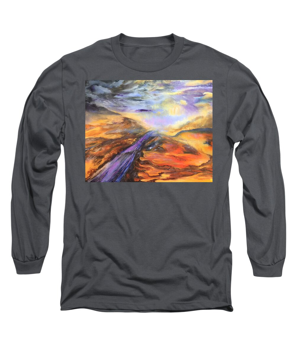 Impressionism Long Sleeve T-Shirt featuring the painting Paint Rock Texas by Terry R MacDonald