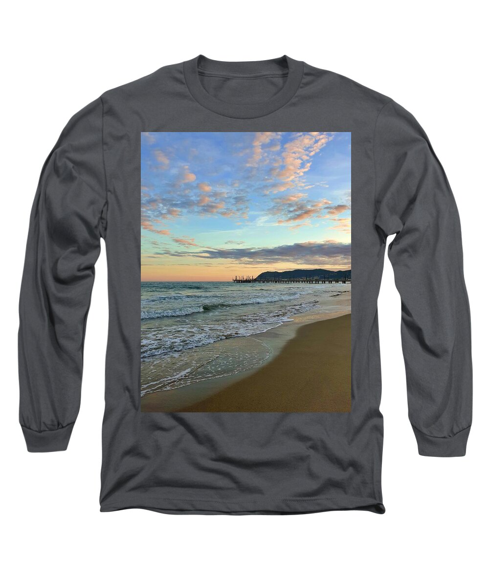 Seascape Long Sleeve T-Shirt featuring the photograph Pastel Italian Sunset by Andrea Whitaker