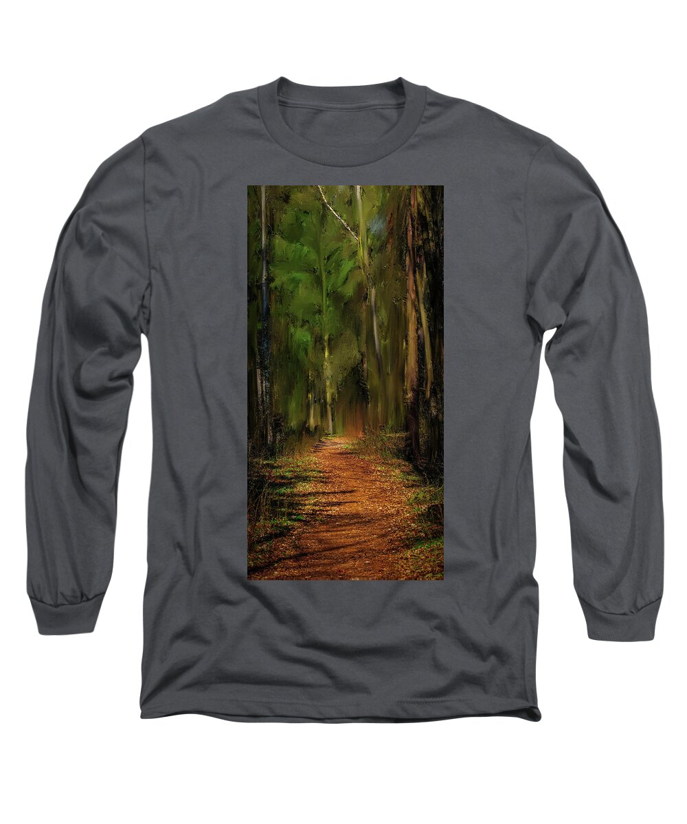 Path Into Fairy Forest Long Sleeve T-Shirt featuring the mixed media Path Into Fairy Forest #i6 by Leif Sohlman