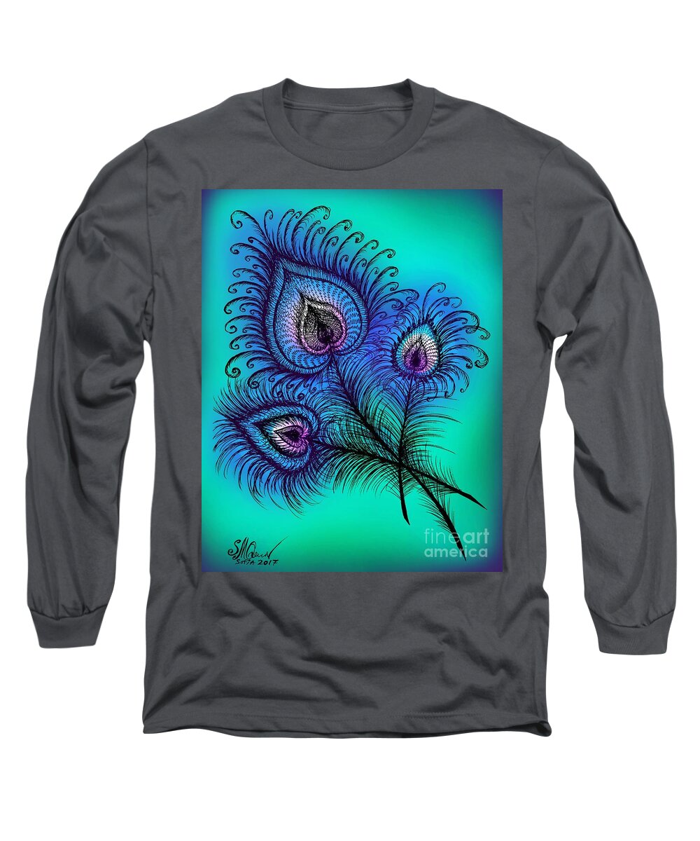 Peacock feathers. Light energy, positive vibes Long Sleeve T-Shirt by Sofia  Goldberg - Pixels