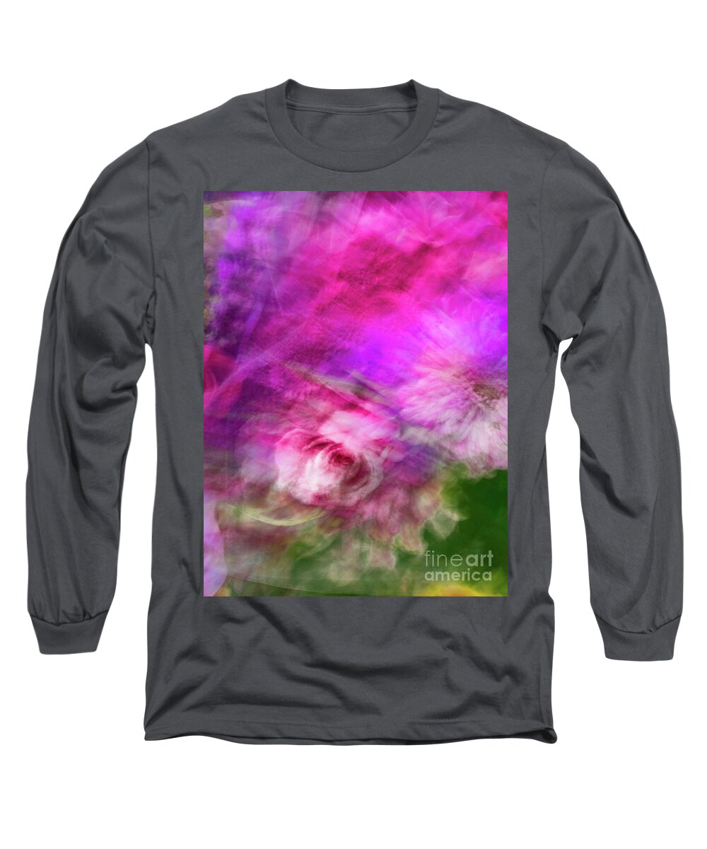 Abstract Long Sleeve T-Shirt featuring the photograph Pink and white pastel abstract by Phillip Rubino