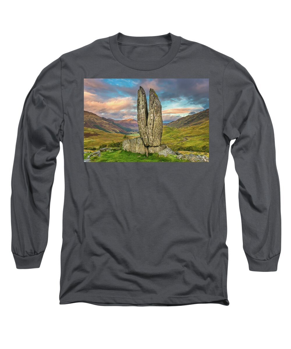 Glen Lyon Long Sleeve T-Shirt featuring the photograph Praying Hands sunset, Glen Lyon by David Ross