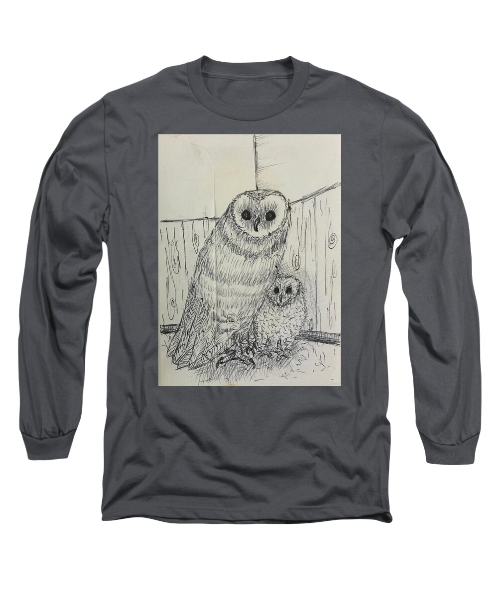 Ricardosart37 Long Sleeve T-Shirt featuring the drawing Protective by Ricardo Penalver deceased