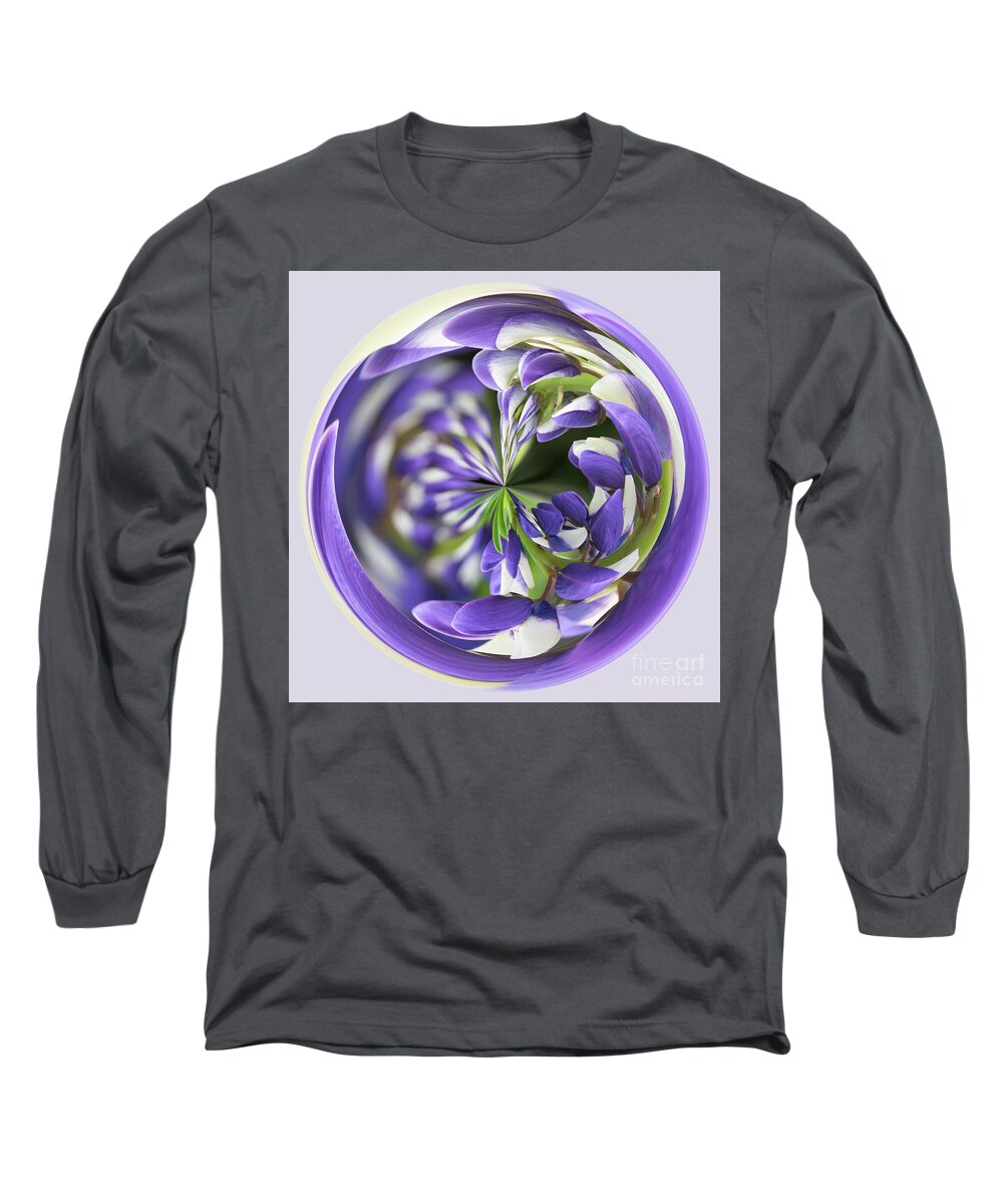 Orb Long Sleeve T-Shirt featuring the photograph Purple flower orb by Phillip Rubino