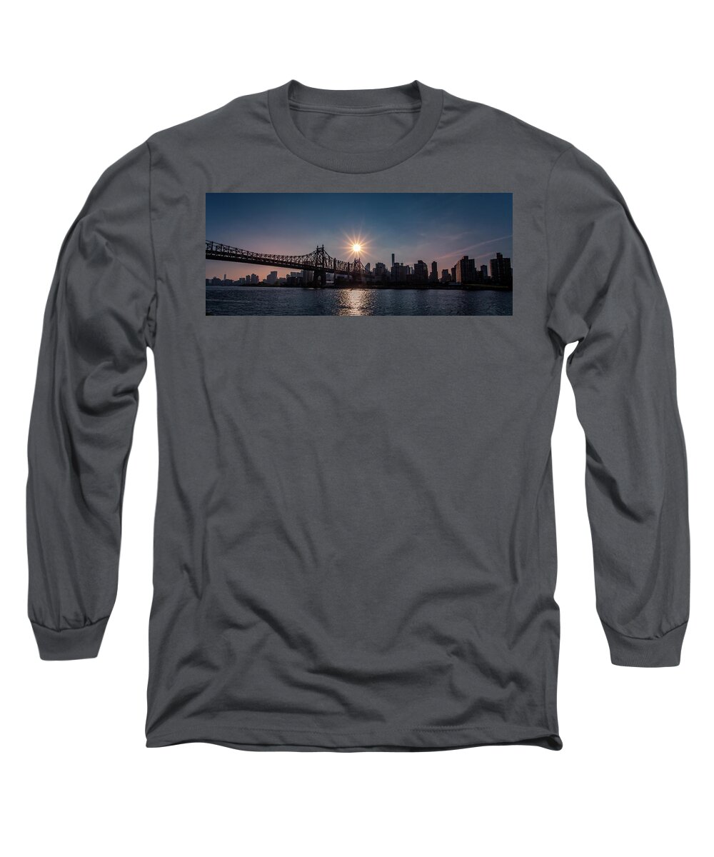 New York Sunset Long Sleeve T-Shirt featuring the photograph Queensboro Bridge by Chris Spencer