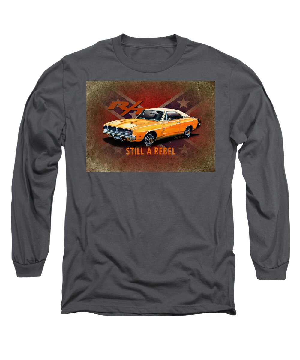 Art Long Sleeve T-Shirt featuring the mixed media Rebel Charger by Simon Read