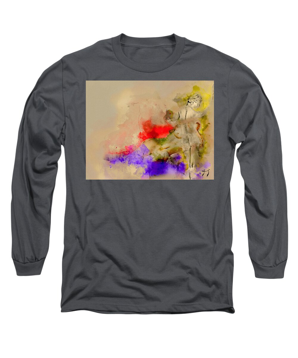 Watercolor Long Sleeve T-Shirt featuring the painting Recess of a Dream by Carlos Paredes Grogan