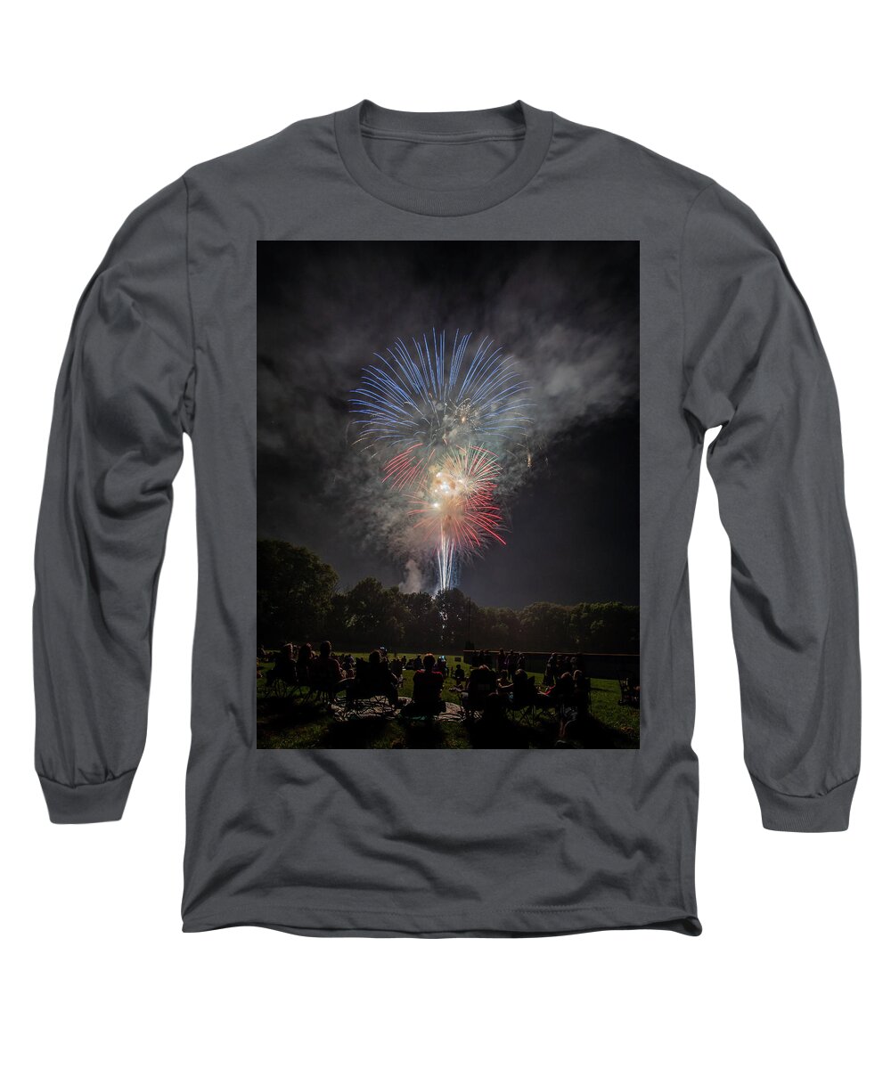 Fireworks Long Sleeve T-Shirt featuring the photograph Red White and Boom by Arthur Oleary