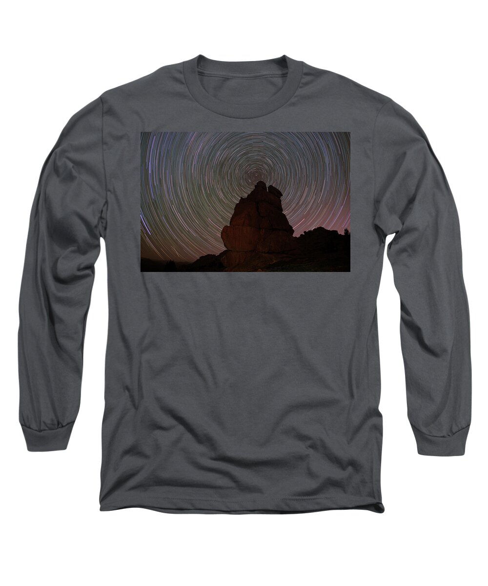 Startrails Long Sleeve T-Shirt featuring the photograph Restful Bison by Ivan Franklin