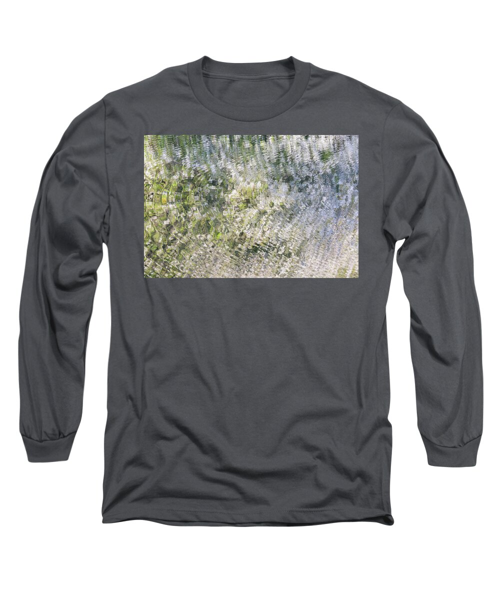 Ripples Long Sleeve T-Shirt featuring the photograph Ripples on the river with blossom reflections by Anita Nicholson