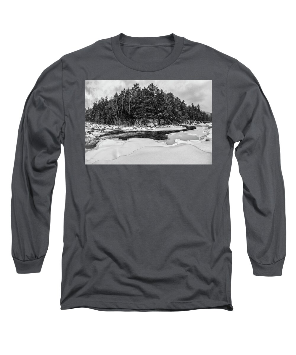 Rocky Gorge N H Long Sleeve T-Shirt featuring the photograph Rocky Gorge N H, River Bend 1 by Michael Hubley