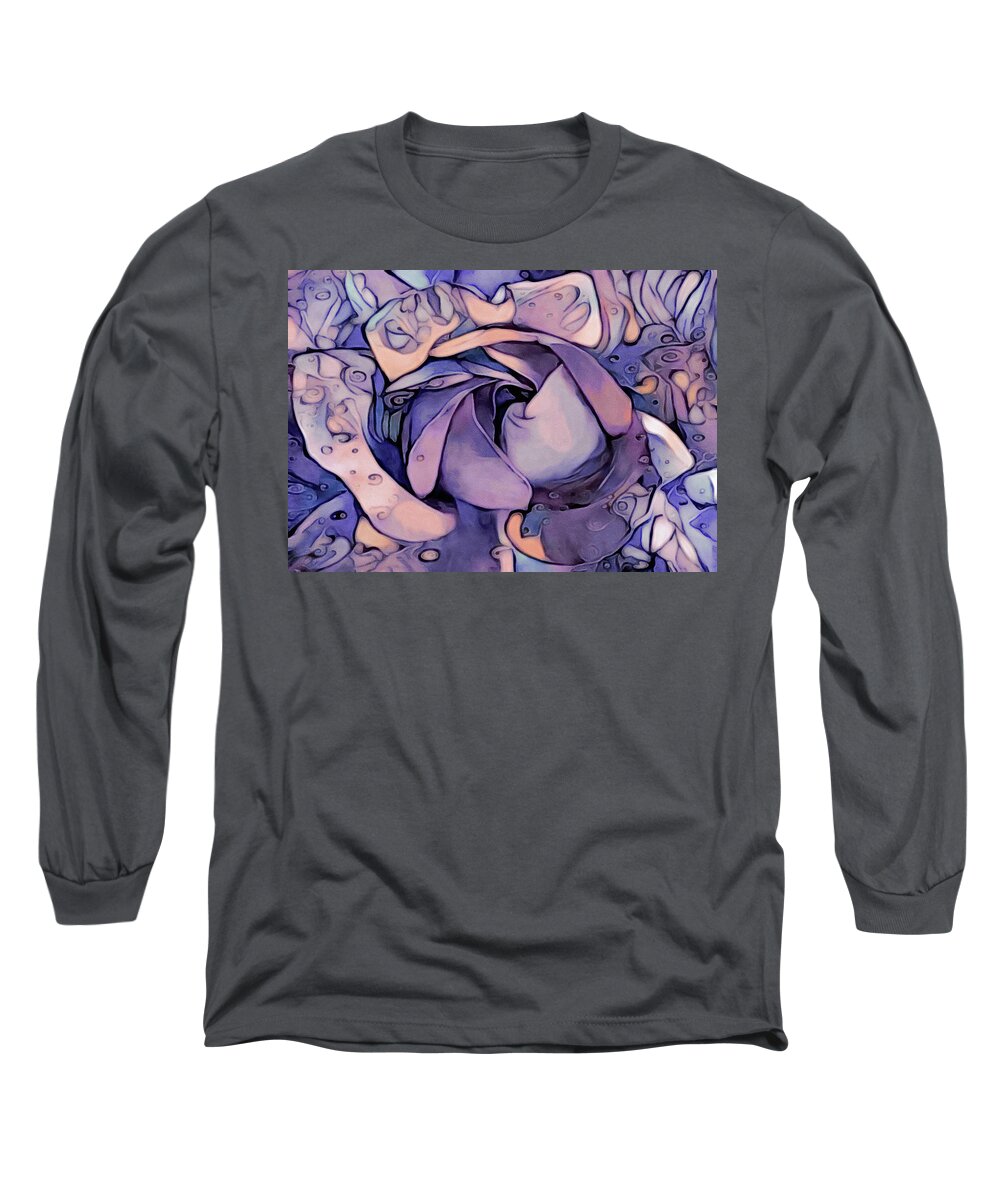 Rose Dust Long Sleeve T-Shirt featuring the mixed media Rose Dust by Susan Maxwell Schmidt