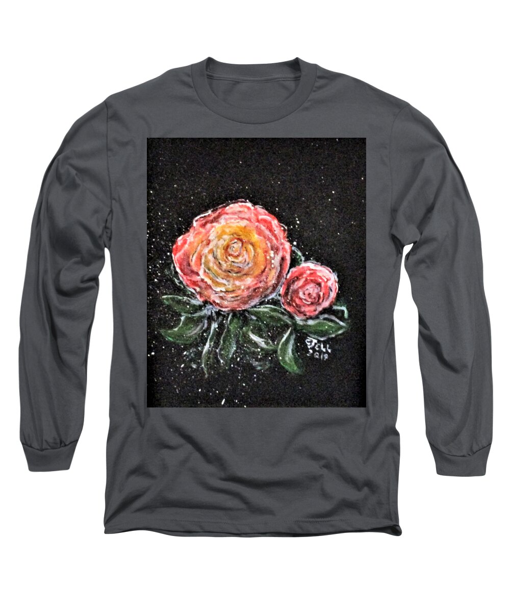 Flowers Long Sleeve T-Shirt featuring the painting Rose In Light by Clyde J Kell