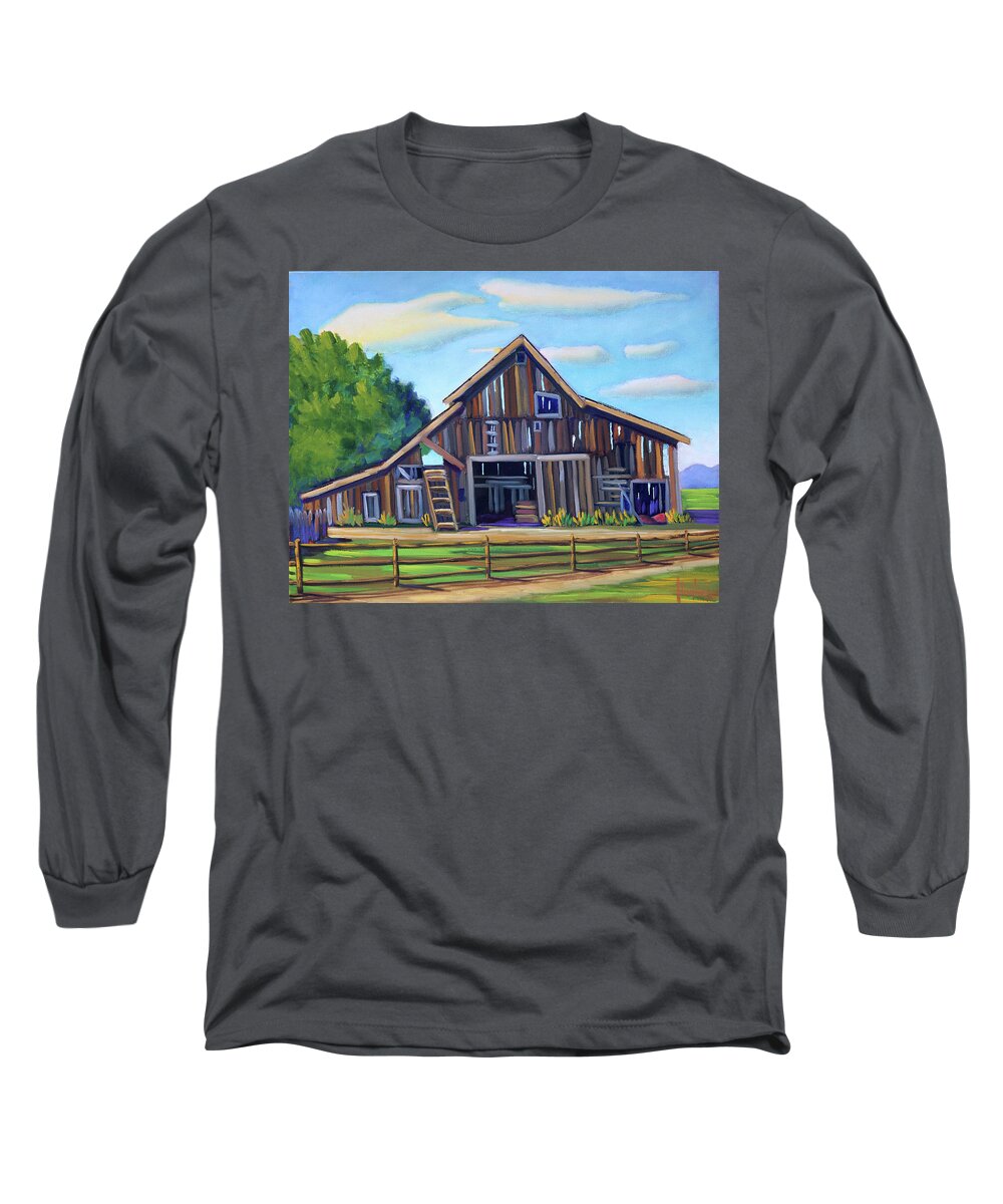 Roseberry Idaho Long Sleeve T-Shirt featuring the painting Roseberry Barn by Kevin Hughes