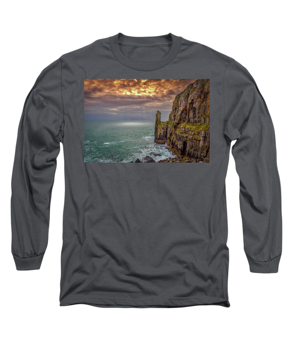 Pembrokeshire Long Sleeve T-Shirt featuring the photograph Saint Govans Bay by Mark Llewellyn