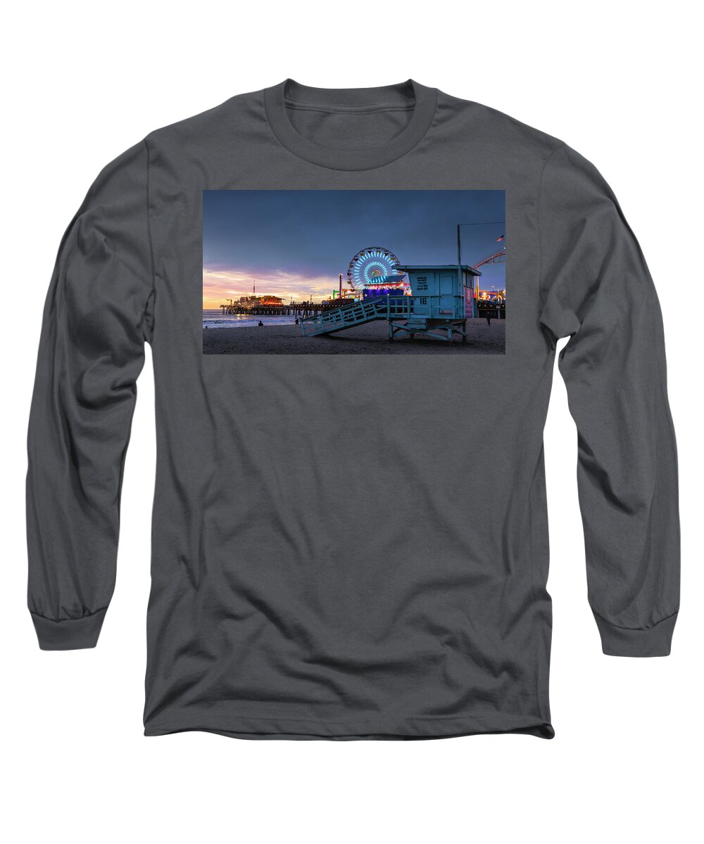Lifeguard Tower Long Sleeve T-Shirt featuring the photograph Santa Monica Lifeguard Tower 16 by Gene Parks