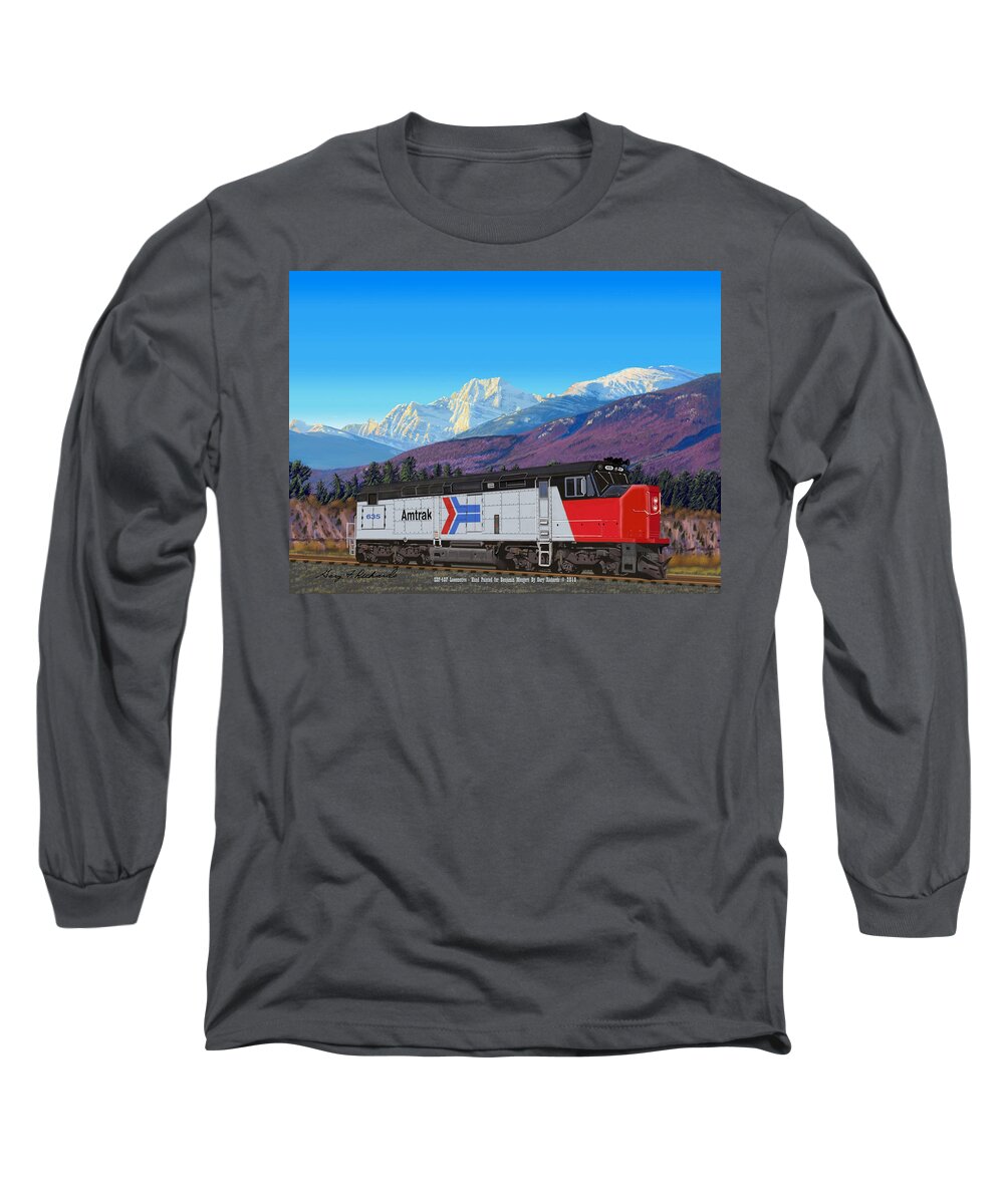 Locomotive Engine Long Sleeve T-Shirt featuring the digital art Locomotive Engine SDP-40F by Gary F Richards