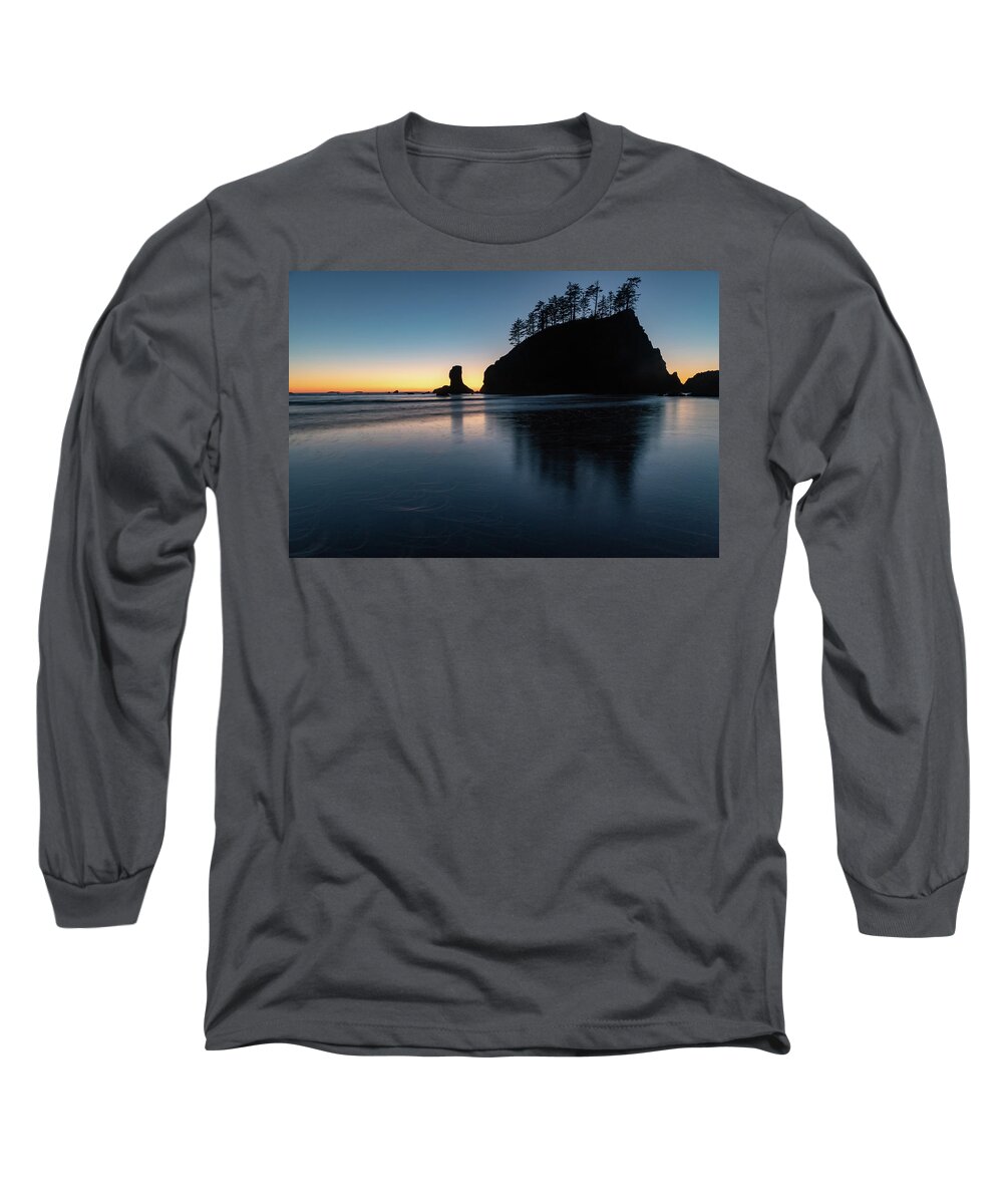 Background Long Sleeve T-Shirt featuring the photograph Sea Stack Silhouette by Ed Clark