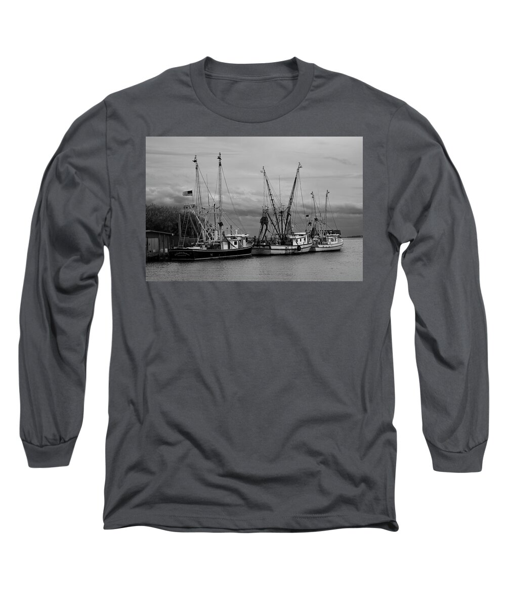Ocean Long Sleeve T-Shirt featuring the photograph Shem Creek Boats II by Jon Glaser