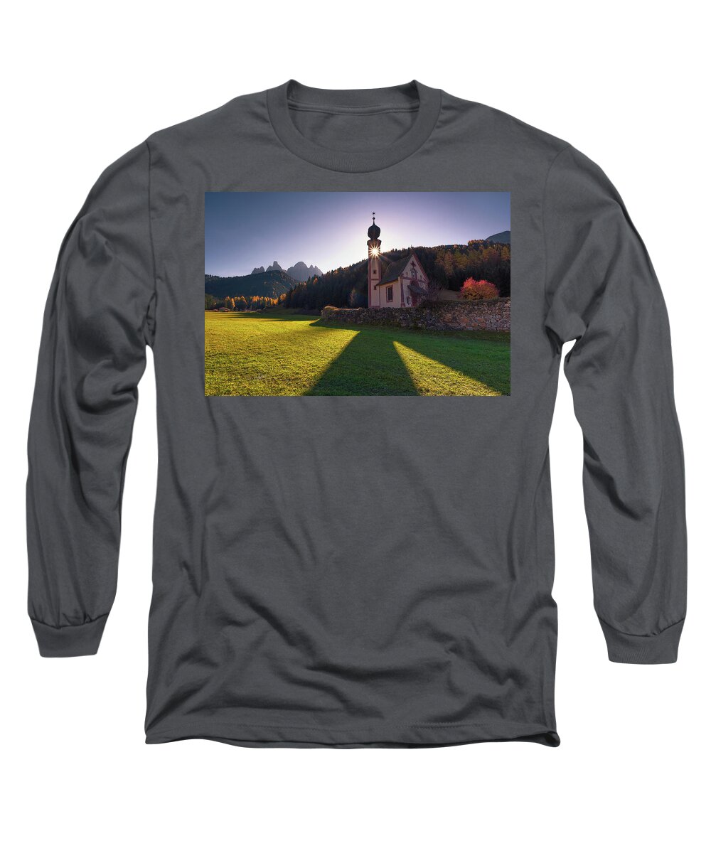 Dolomites Long Sleeve T-Shirt featuring the photograph Shining Through by Elias Pentikis