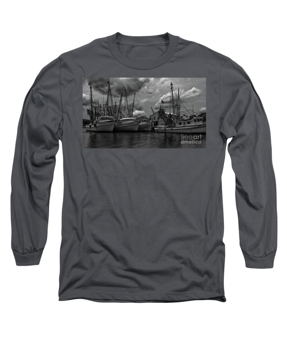 5898 Long Sleeve T-Shirt featuring the photograph Shrimp Boat Row - McClellanville by Dale Powell