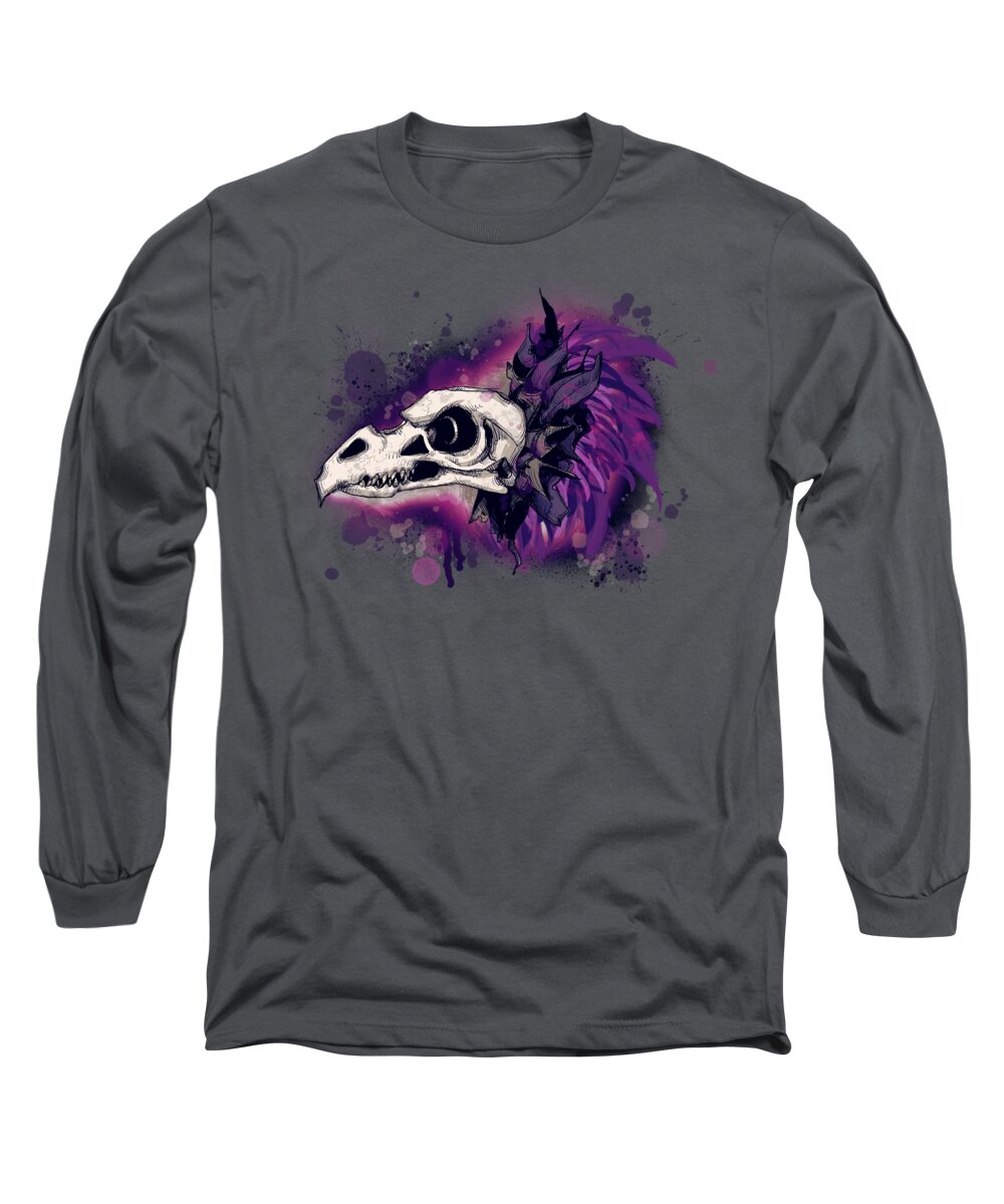 Skeksis Skull Long Sleeve T-Shirt featuring the drawing Skeksis Skull by Ludwig Van Bacon