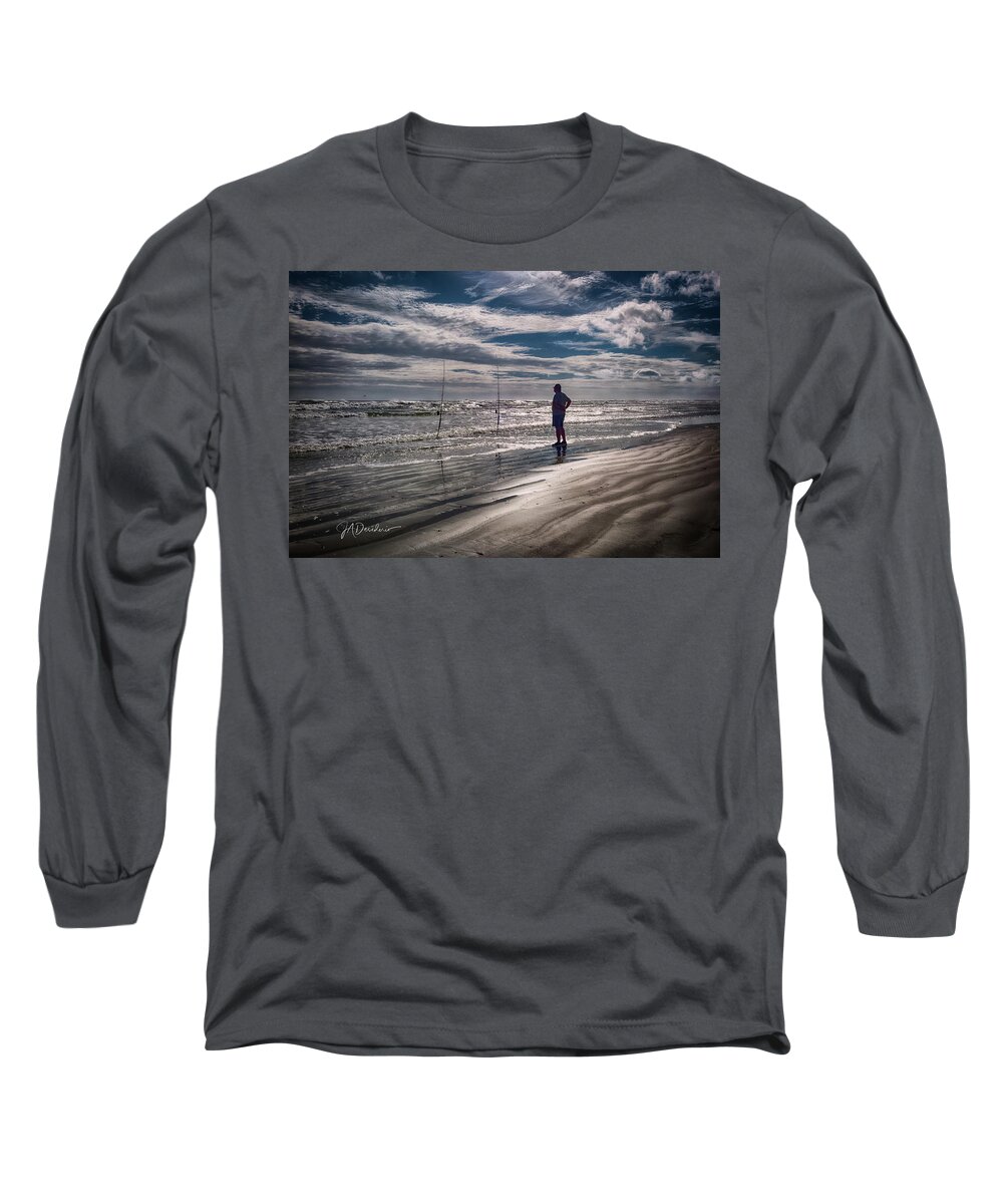 Surf Long Sleeve T-Shirt featuring the photograph Solitary Fisherman by Joseph Desiderio