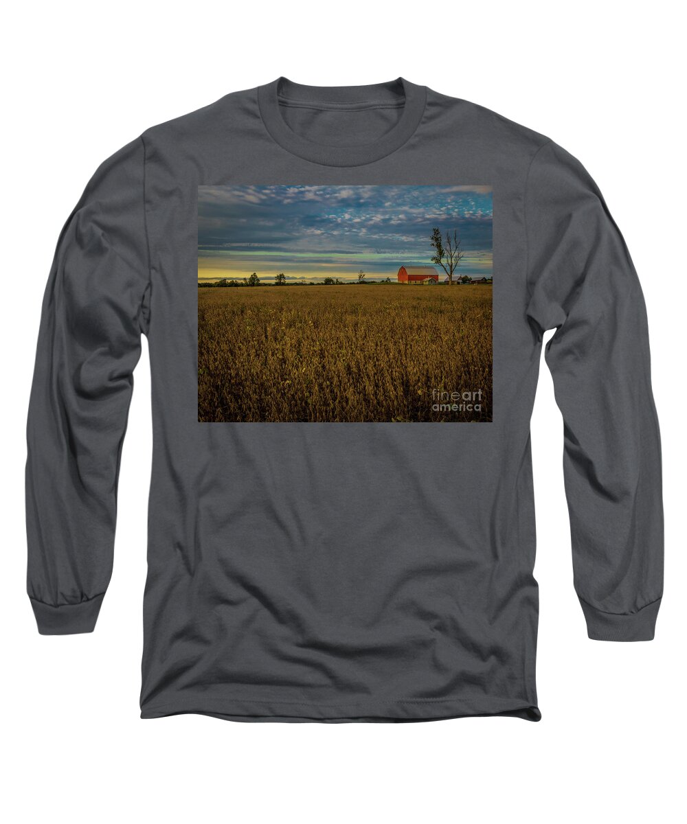 Agriculture Long Sleeve T-Shirt featuring the photograph Soybean Sunset by Roger Monahan