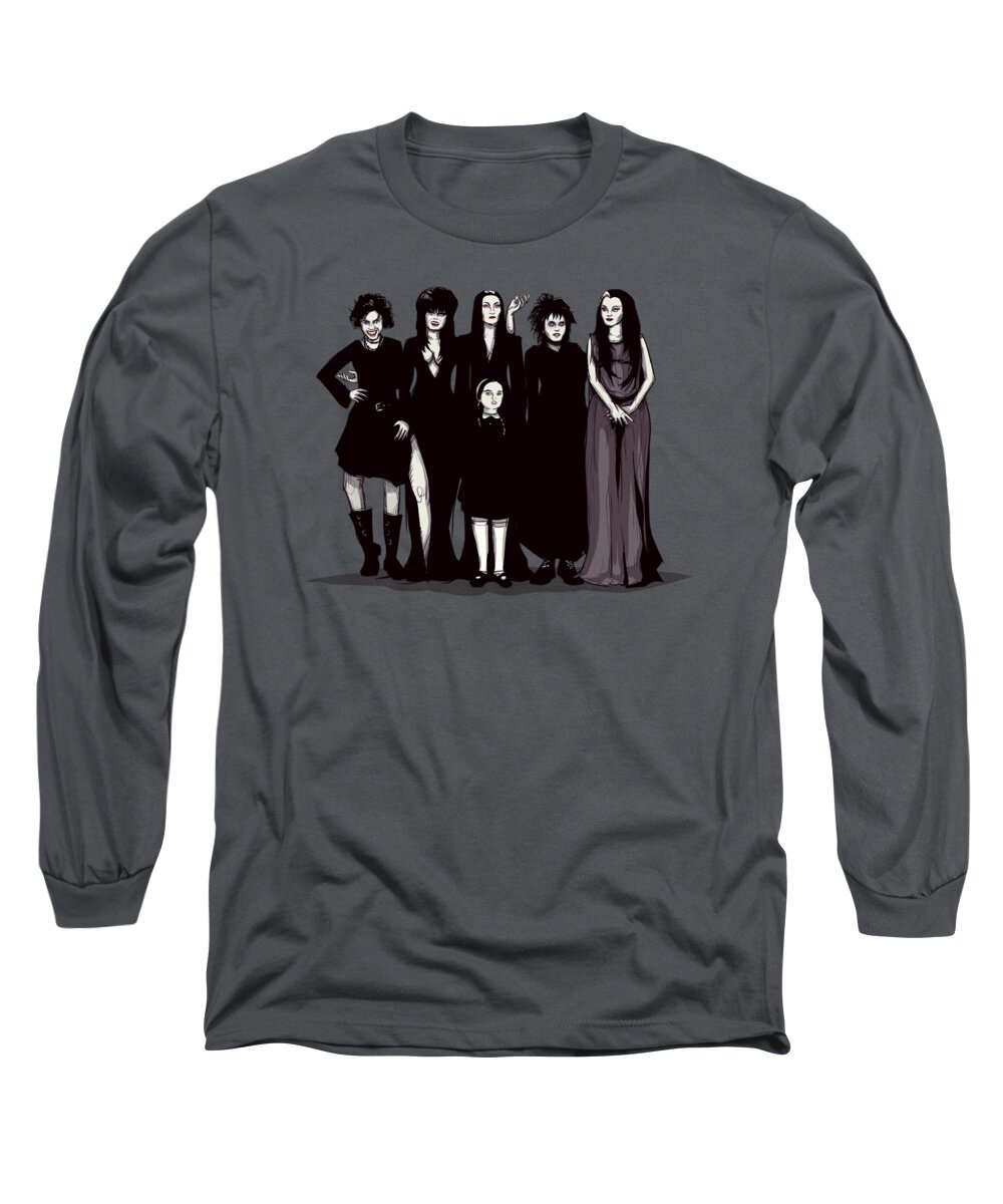 Craft Long Sleeve T-Shirt featuring the drawing Spooky Girls by Ludwig Van Bacon