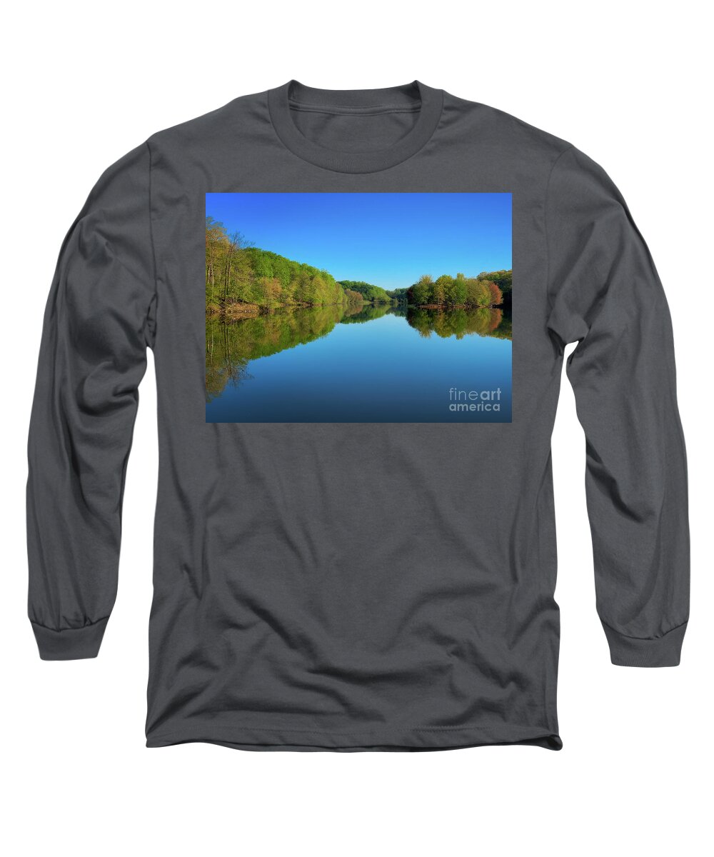 Needwood Long Sleeve T-Shirt featuring the photograph Spring reflection by Izet Kapetanovic