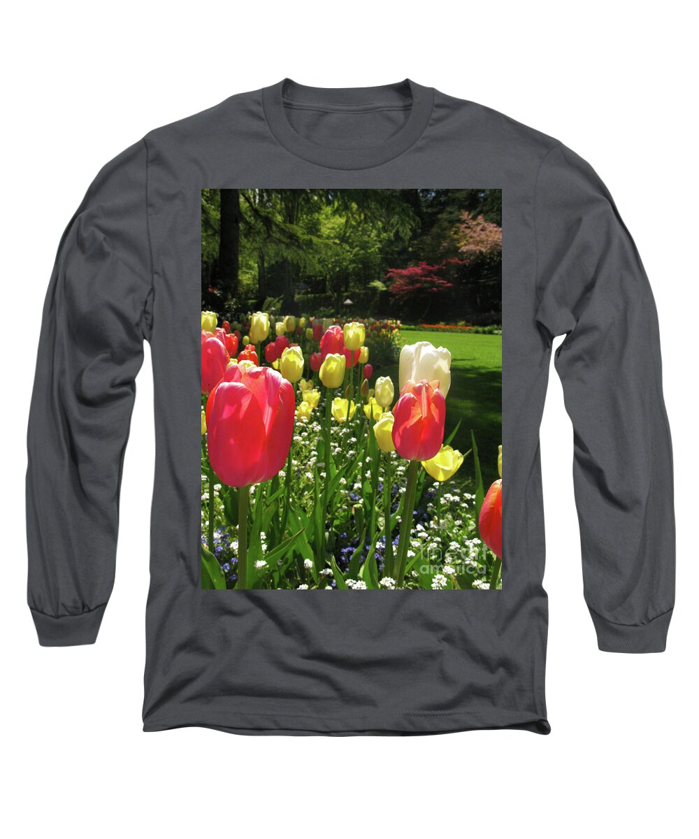 Tulip Gardens Long Sleeve T-Shirt featuring the photograph Spring Tulips by Terri Brewster