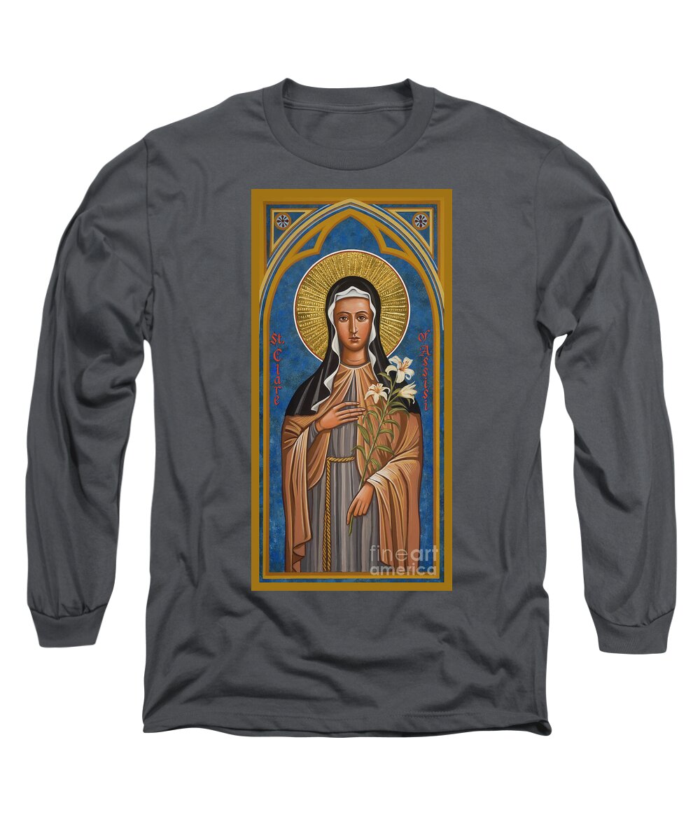 St. Clare Of Assisi Long Sleeve T-Shirt featuring the painting St. Clare of Assisi - JCCGRB by Joan Cole