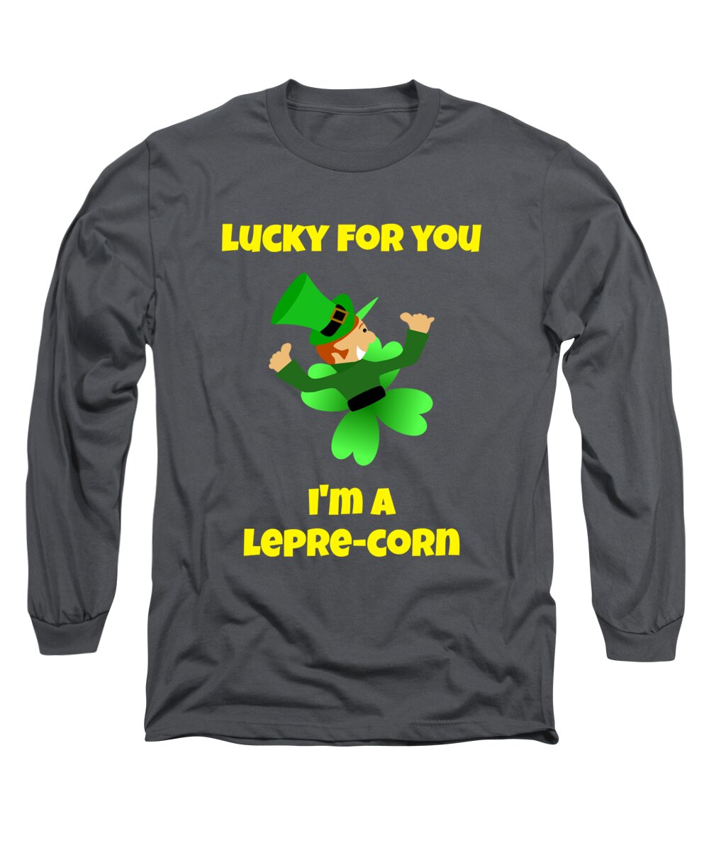 Patricks Long Sleeve T-Shirt featuring the digital art St Patricks Day Lucky Leprechaun by Barefoot Bodeez Art
