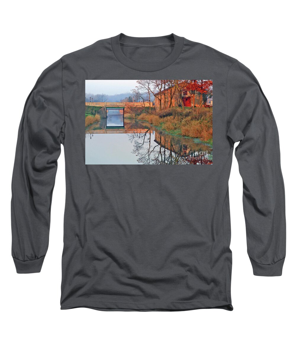 Canal Long Sleeve T-Shirt featuring the photograph Still Waters on The Canal by Paula Guttilla