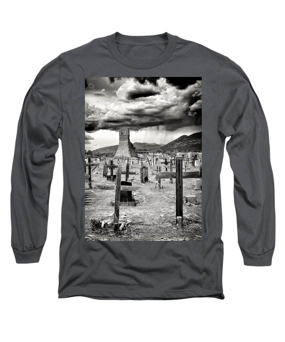 Landscape Long Sleeve T-Shirt featuring the photograph Storm Clouds Over Taos by Ron McGinnis