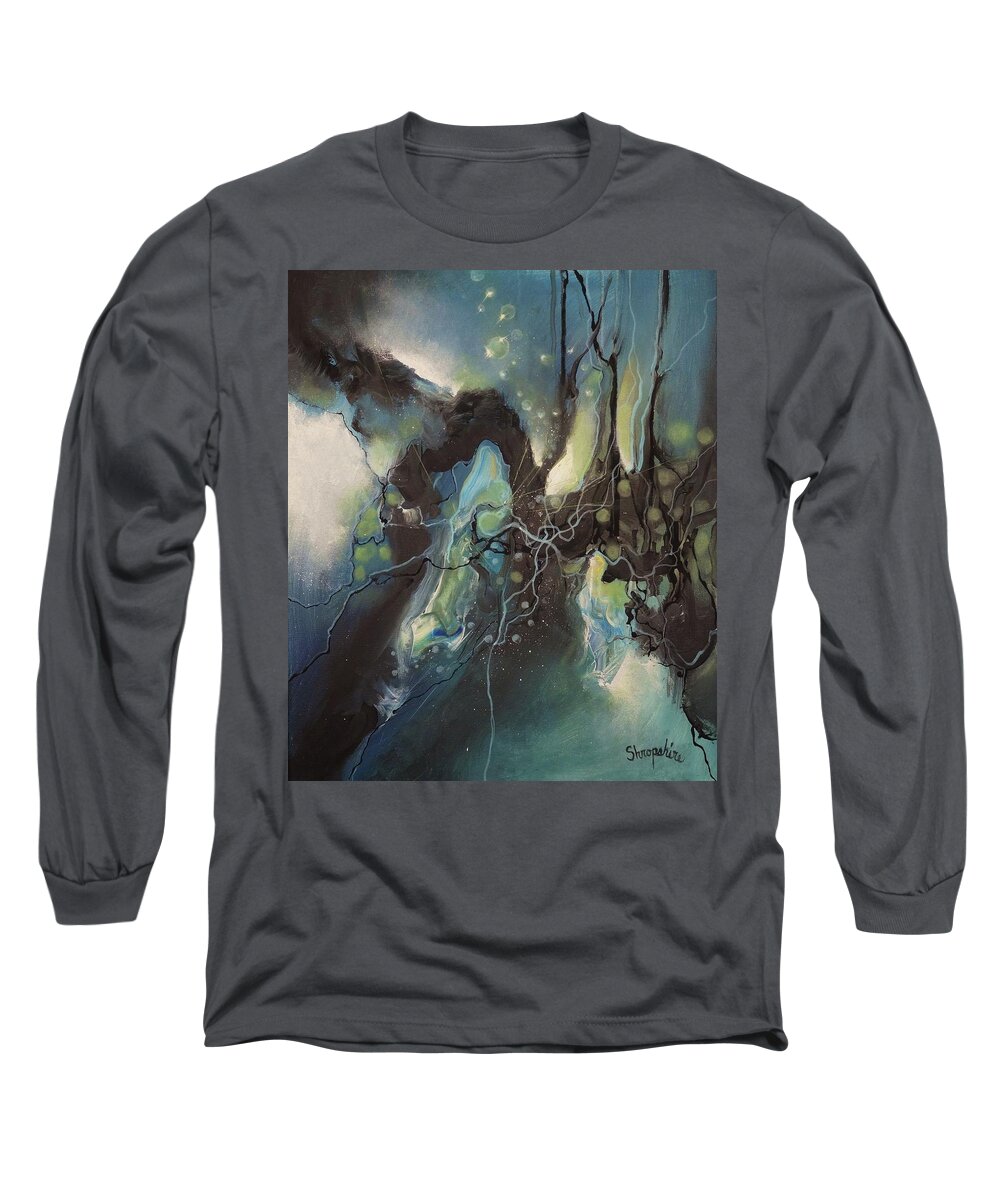 Abstract Long Sleeve T-Shirt featuring the painting Submersion by Tom Shropshire