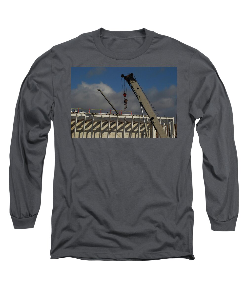 Crane; Outdoors Long Sleeve T-Shirt featuring the photograph Subway Framing And Crane by Ee Photography