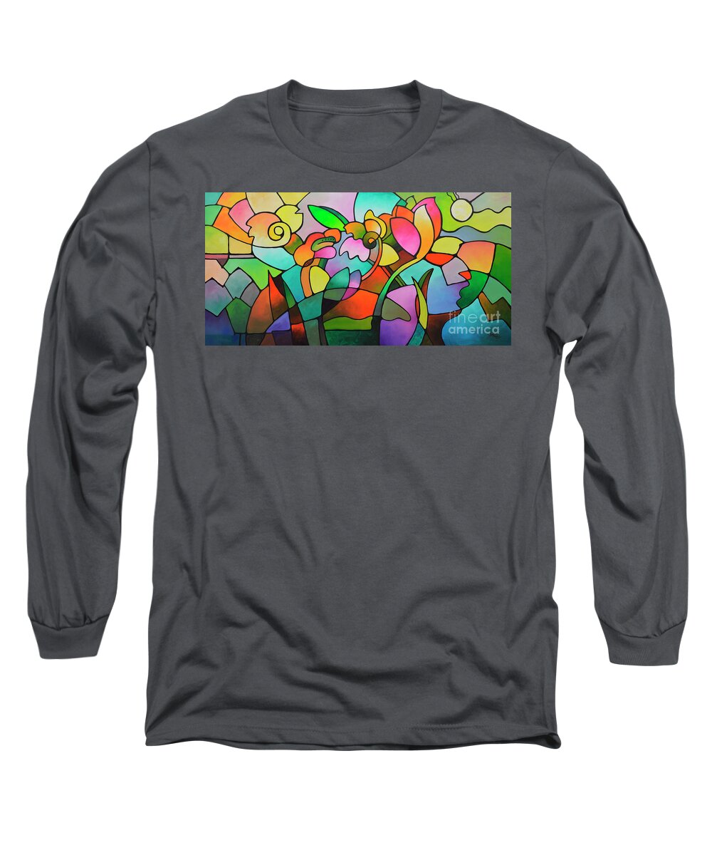 Sally Trace Long Sleeve T-Shirt featuring the painting Summer Day by Sally Trace