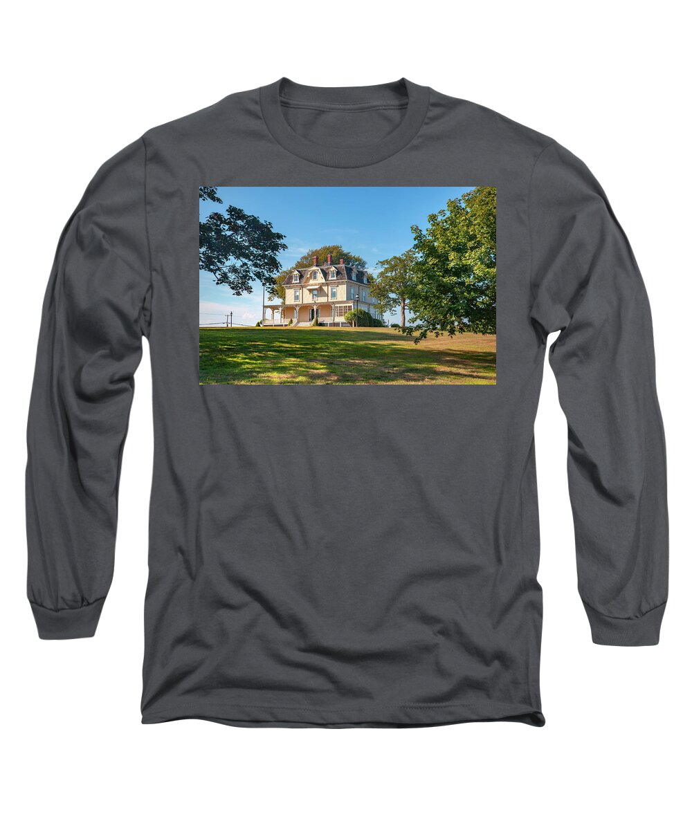 Estock Long Sleeve T-Shirt featuring the digital art Summer White House, Newport, Ri by Lumiere