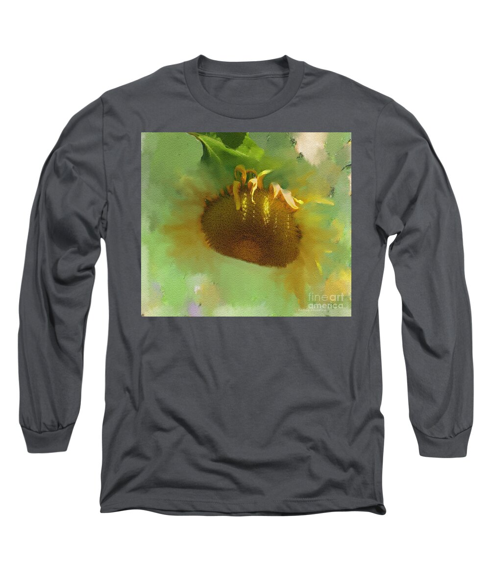 Sunflower Long Sleeve T-Shirt featuring the digital art Sunflower by Kathie Chicoine