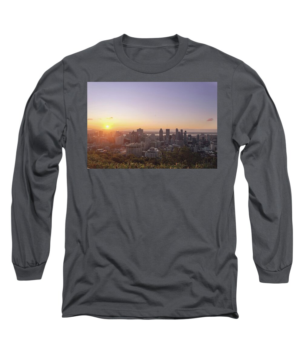 Montreal Long Sleeve T-Shirt featuring the photograph Sunrise over Montreal by Nicole Lloyd