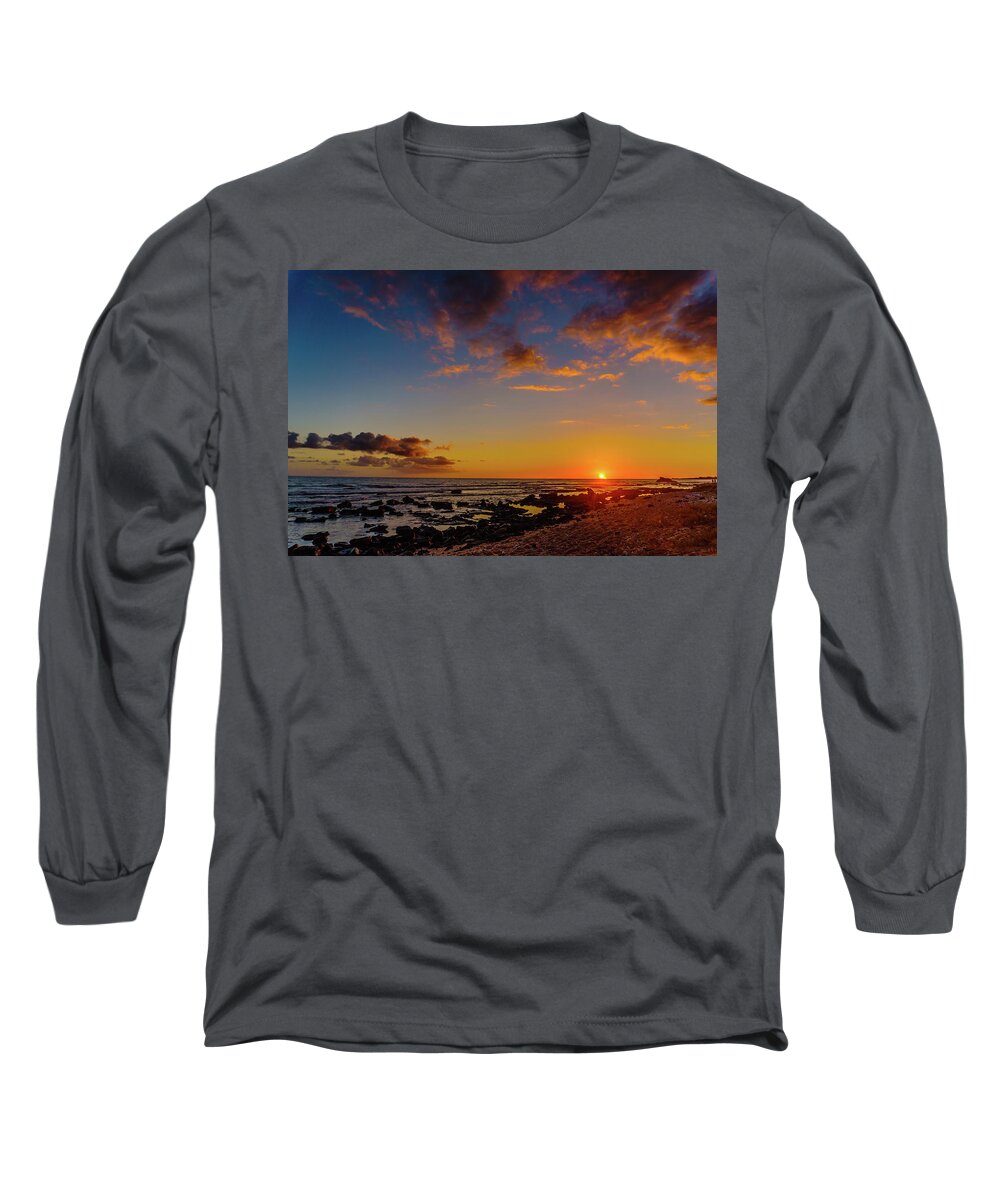 Hawaii Long Sleeve T-Shirt featuring the photograph Sunset at Kailua Beach by John Bauer