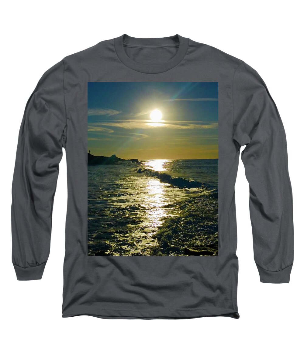 La Long Sleeve T-Shirt featuring the photograph Sunset@Shell beach,San Diego by Bnte Creations